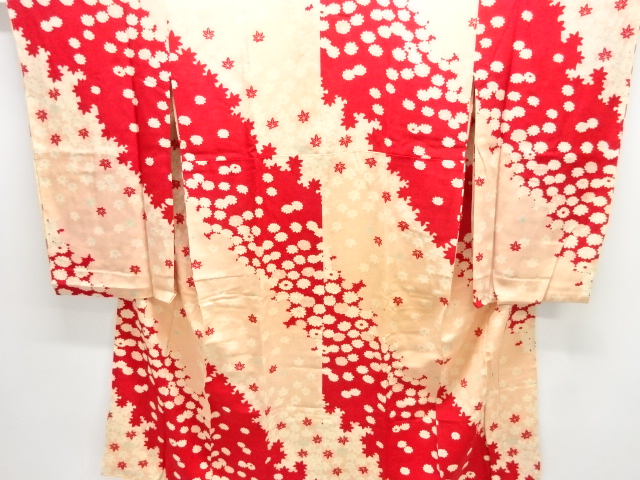 アンティーク　錦紗菊楓模様長襦袢